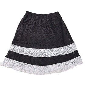 Studio 253 Black/White Lace Romantic Gothic Punk Boho A-Line Lined Skirt Sz Sm